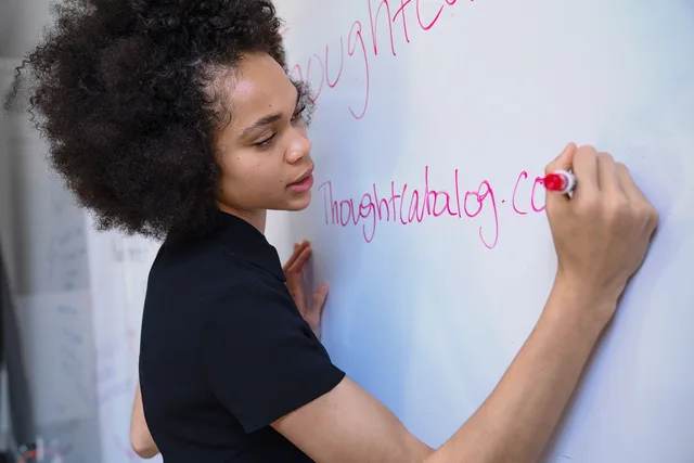 woman, writing, marker, whiteboard, brainstorm, planning, strategy, blue writing, blue plan, blue planning, whiteboard, whiteboard, whiteboard, whiteboard, whiteboard, brainstorm, brainstorm. Media buying agency vs media planning agency: which do you actually need?